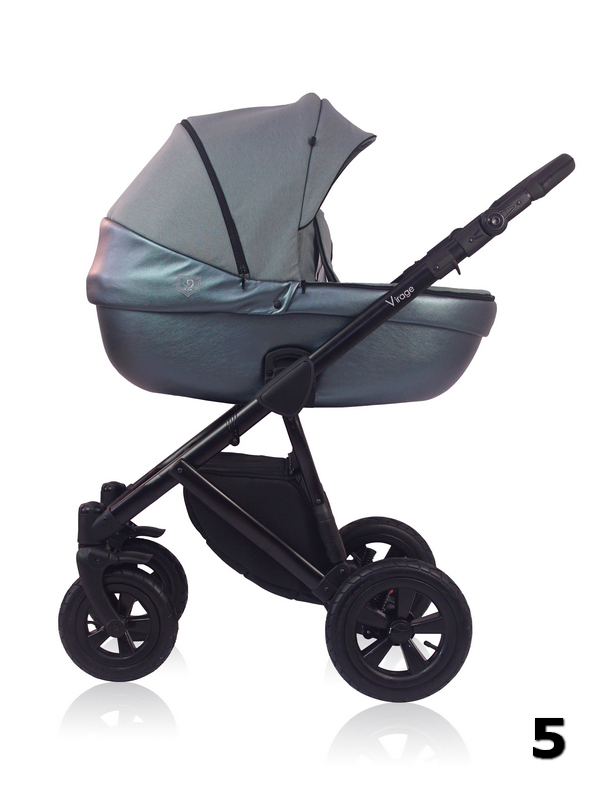 Virage Premium Prampol - an exclusive baby stroller with the addition of eco leather in green